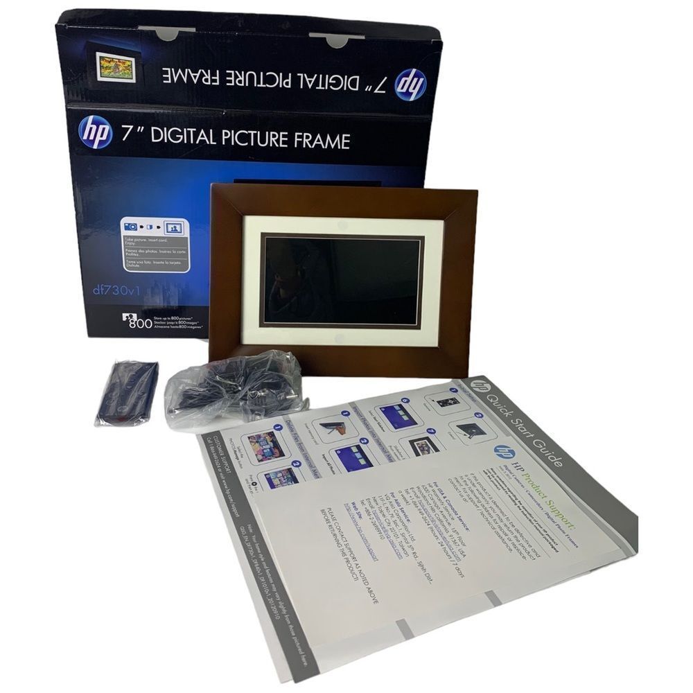 HP 7” Digital Picture Frame DF730V1 800 Pictures NEW Open Box Tested
